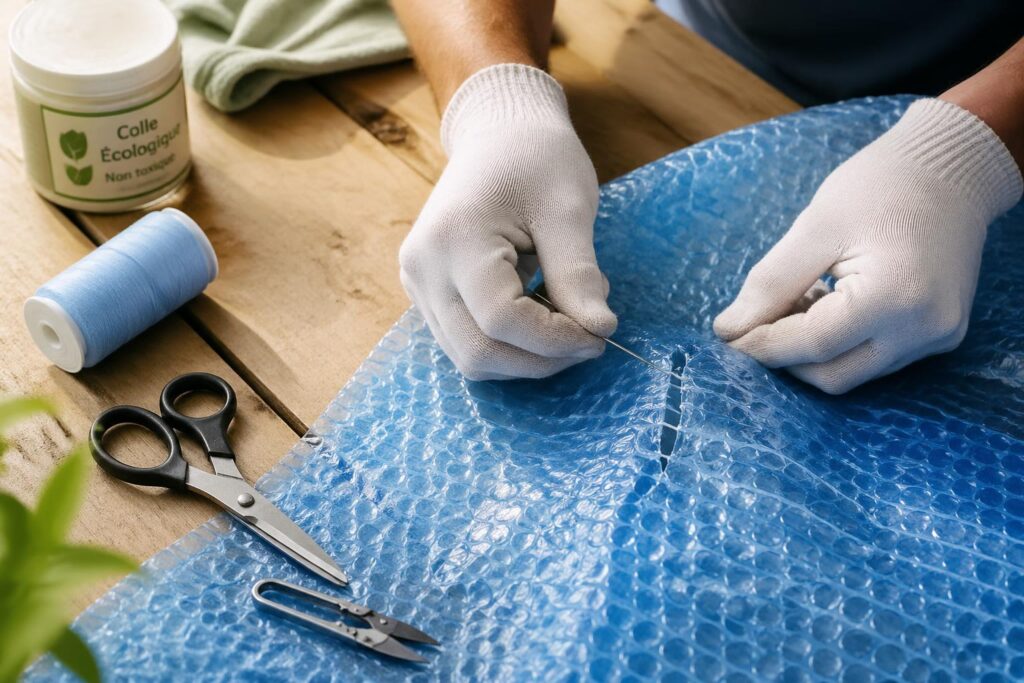 découvrez comment coudre une bâche à bulle pour réparer efficacement votre couverture de piscine, adopter une approche éco-responsable et éviter le remplacement coûteux.
