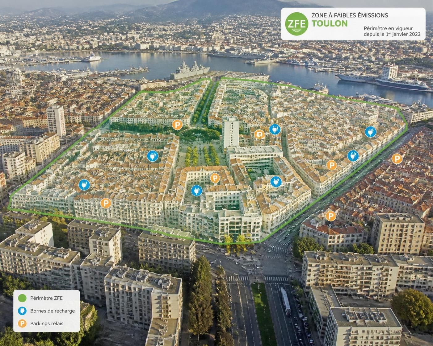 ZFE Toulon : carte du périmètre et véhicules concernés 2 découvrez la carte du périmètre de la zfe à toulon et les types de véhicules concernés par les restrictions pour mieux planifier vos déplacements en zone à faibles émissions.